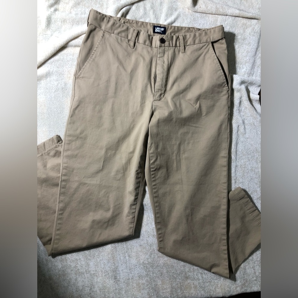 Lands End Men’s Flat Front Khaki Pants Size 36